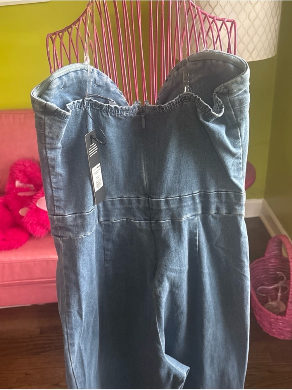 Fashion Nova Dark Blue Strapless Denim Jumpsuit - Picture 3 of 3